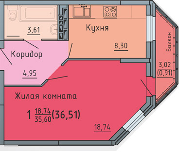 планировка квартиры 37 м2